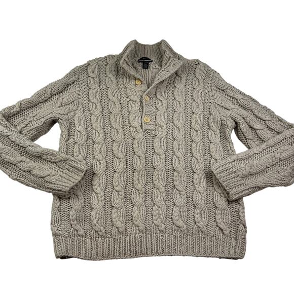 Club Monaco Other - Club Monaco Wool Blend Hand Knit Classic Fisherman Cable Knit Sweater Men's XL